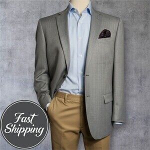 JOSEPH & FEISS Men’s 50L Gray Wool Blazer Sport Coat 2-Button Classic Fit Jacket